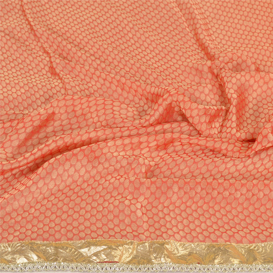 Sanskriti Vintage Dupatta Long Stole Georgette Red Woven Gota Work Scarves