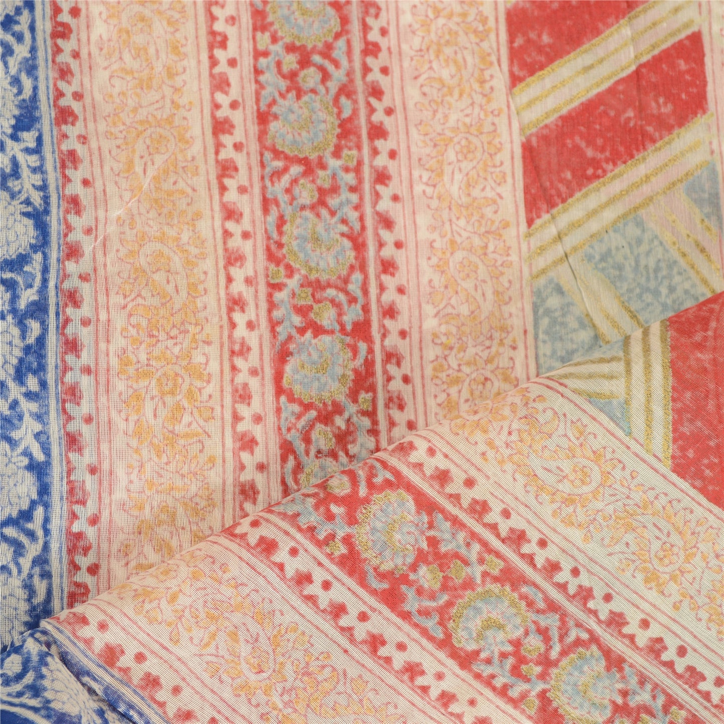 Санскрити Винтаж Дупатта Длинный Палантин Хлопок Белый Хиджаб Блок Печатный Шарфы