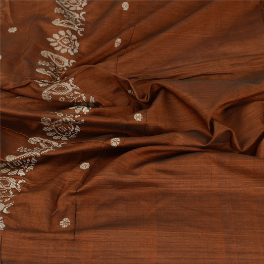 Sanskriti Vintage Dupatta Long Stole Pure Silk Copper Hand-Woven Wrap Hijab