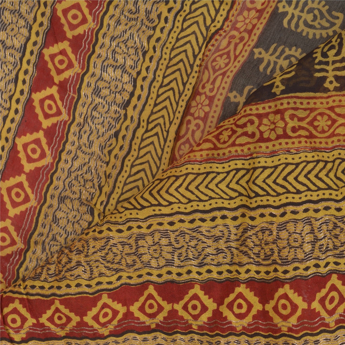 Sanskriti Vintage Dupatta Long Stole Cotton Silk Cream Block Printed Scarves