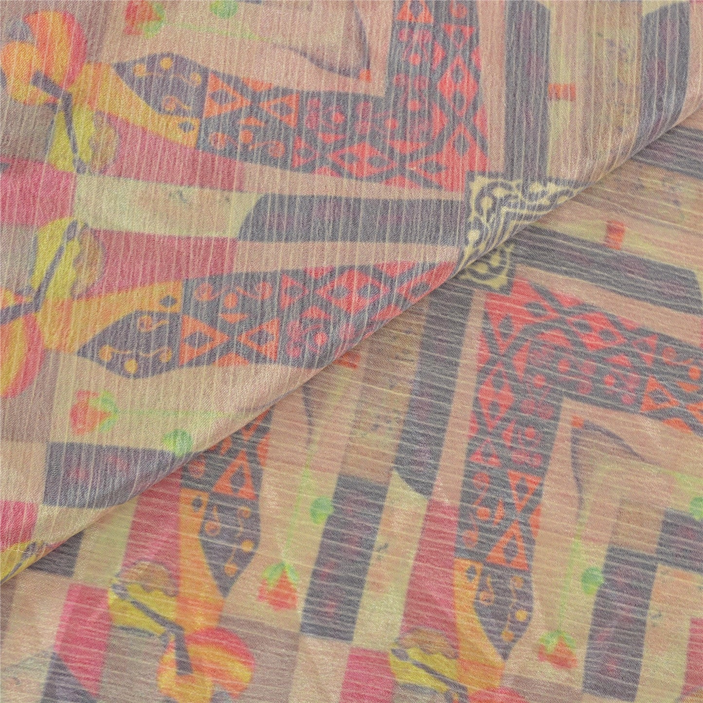 Sanskriti Vintage Dupatta Long Stole Pink Hijab Digital Printed Human Scarves