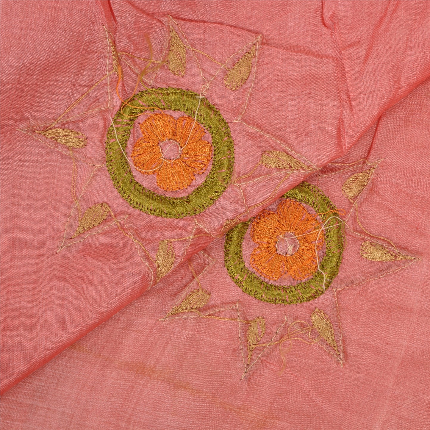 Sanskriti Vintage Dupatta Long Stole Pure Silk Pink Hand Beaded Wrap Scarves