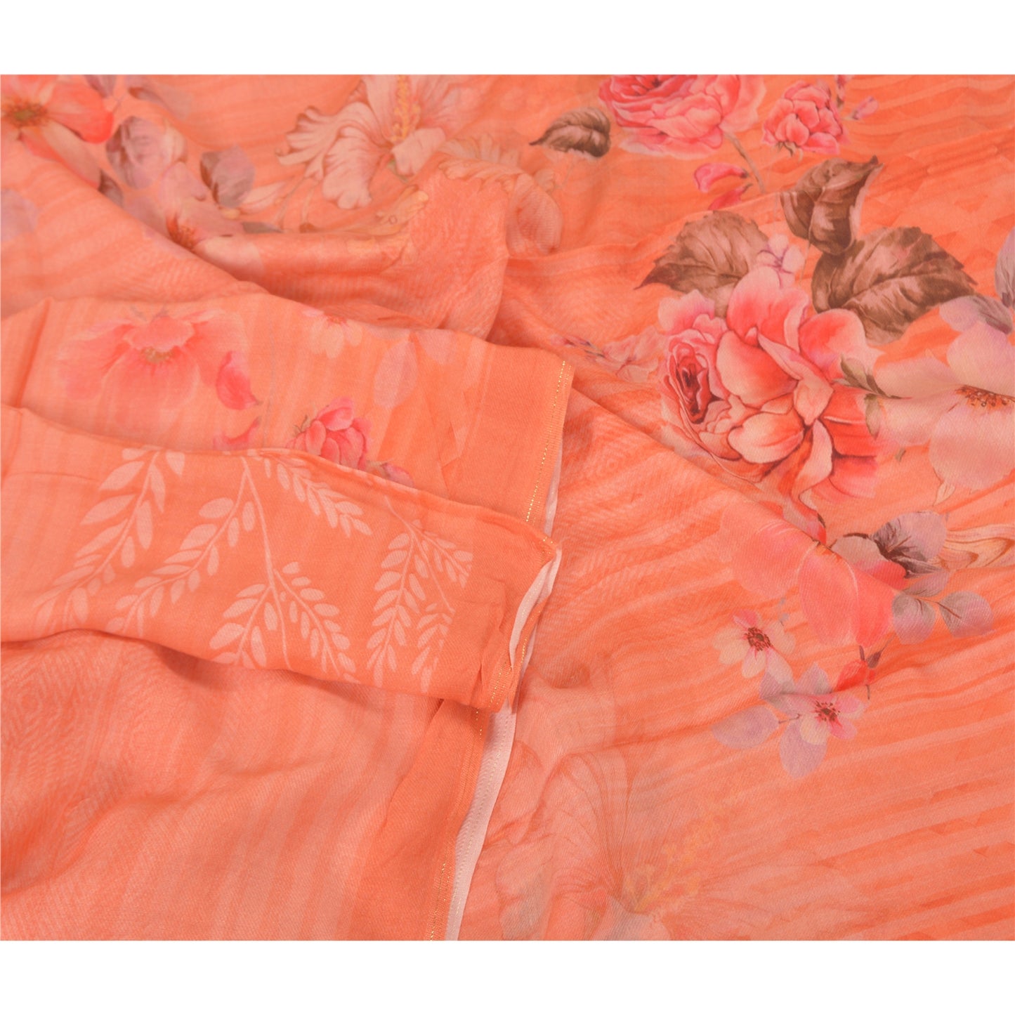 Sanskriti Vintage Dupatta Long Stole Blend Silk Peach Digital Printed Scarves