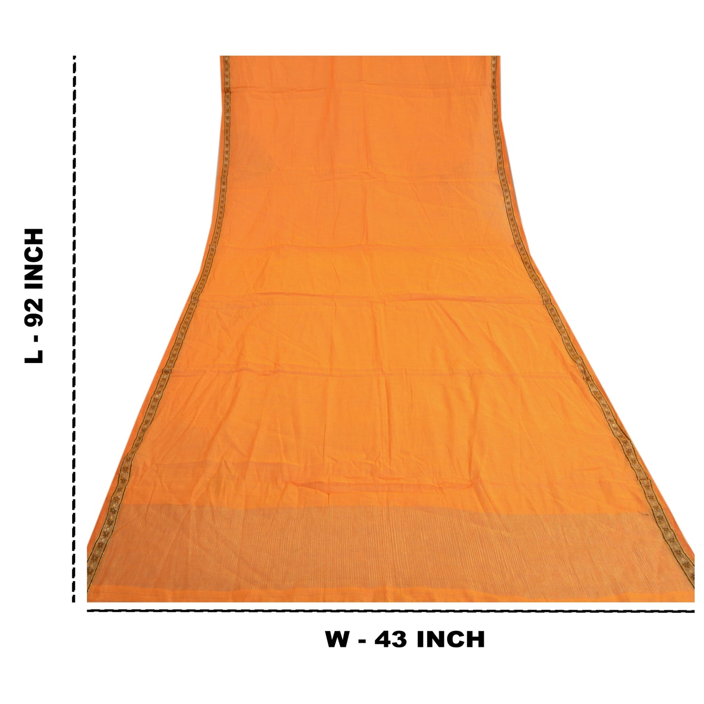 Sanskriti Vintage Dupatta Long Stole Pure Chanderi Silke Orange Woven tørklæder