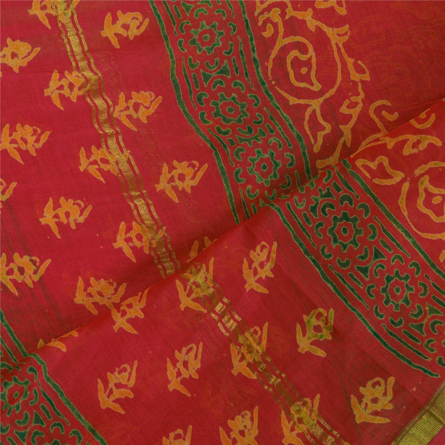 Sanskriti Vintage Dupatta Lange Stole Blandet Bomuld Rosa Trykte Wrap Halstørklæder