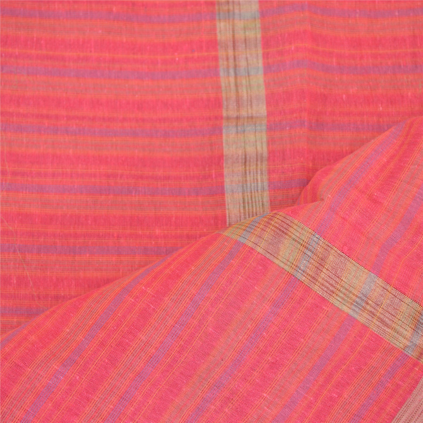 Sanskriti Vintage Dupatta Long Stole Handloom Cotton Pink Woven Scarves