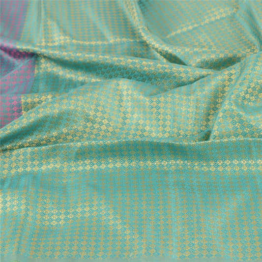 Sanskriti Vintage Dupatta Long Stole Art Silk Green Hijab Woven Wrap Scarves