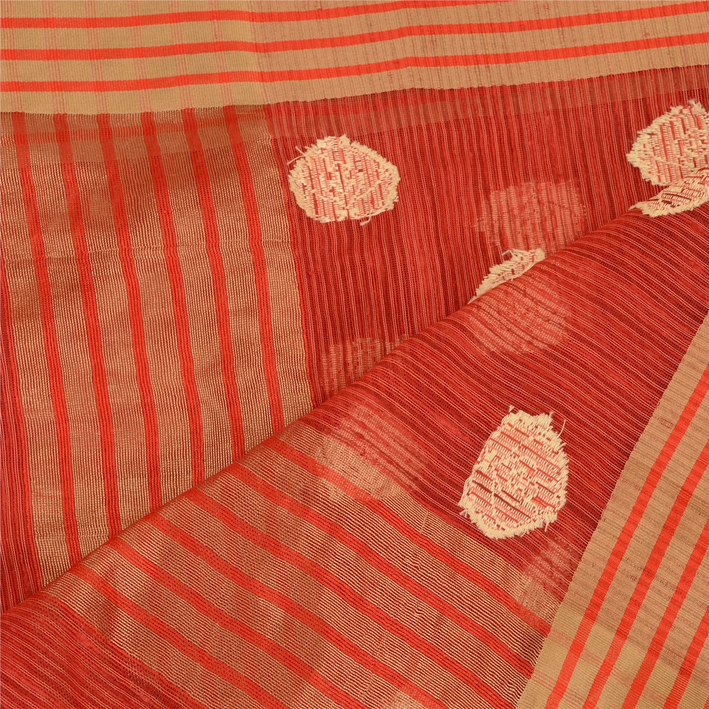 Sanskriti Vintage Dupatta Lange Stole Bomuldsrøde Hijab Håndvævede Tørklæder