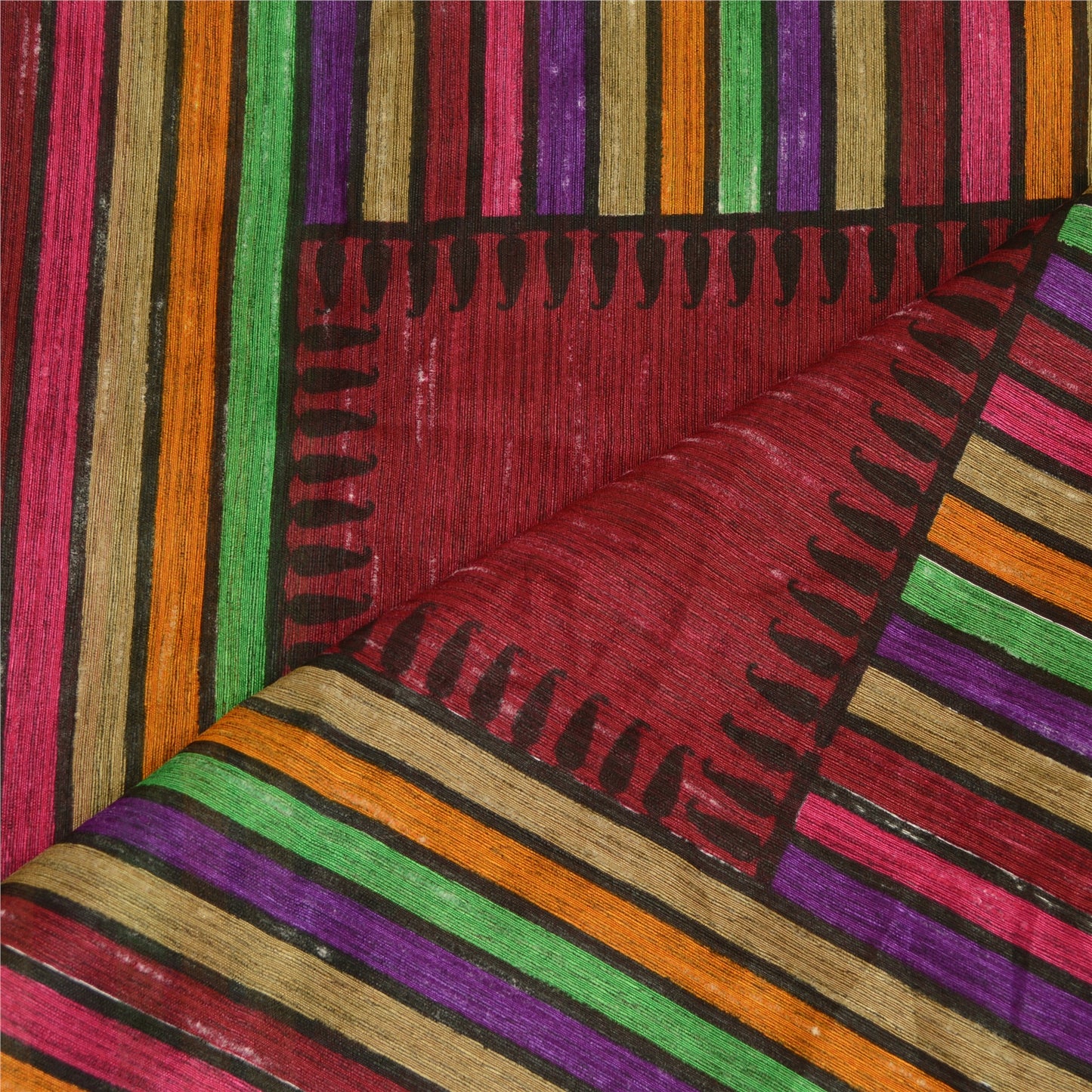 Sanskriti Vintage Dupatta Long Stole Handloom Woven Printed Wine Scarves