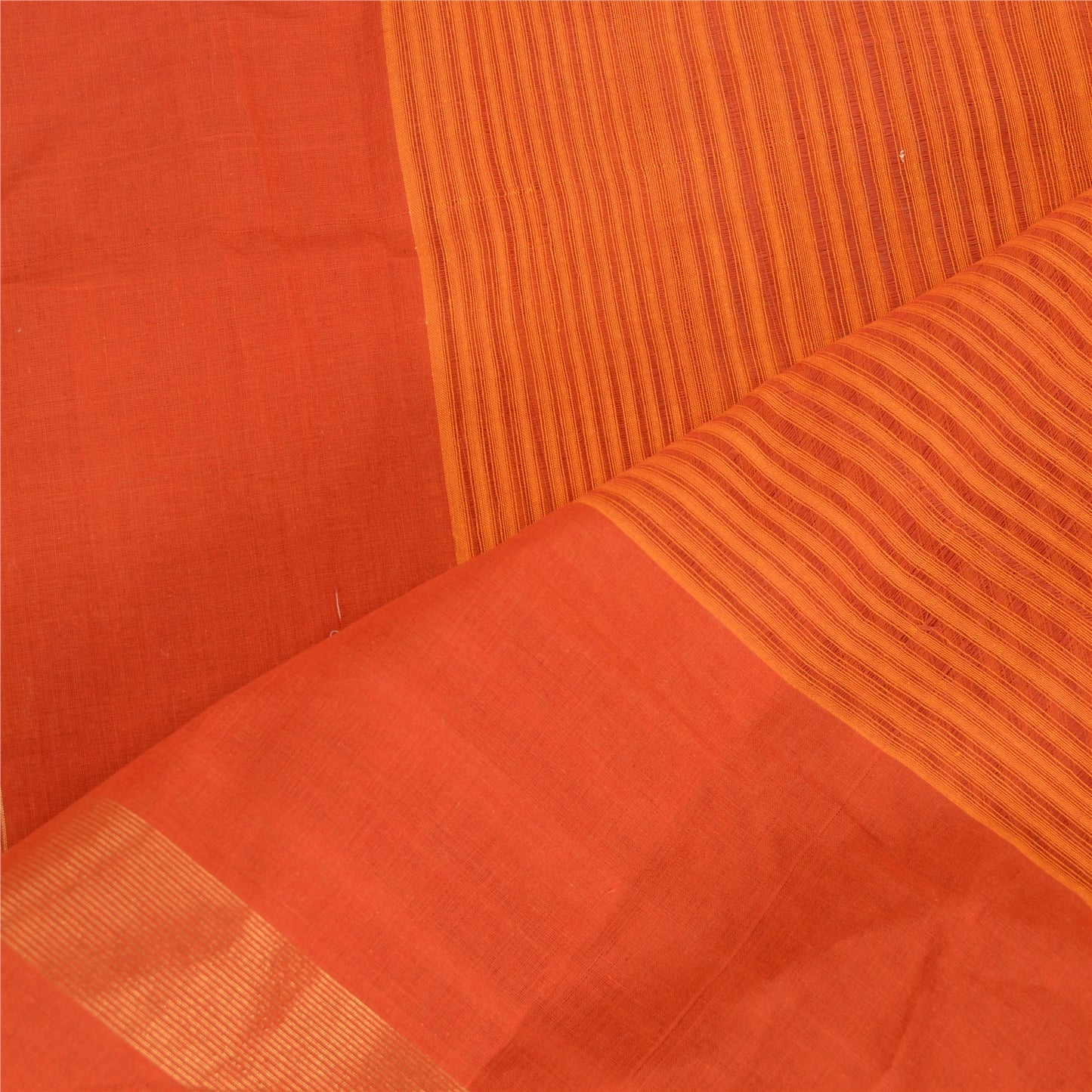 Sanskriti Vintage Dupatta Long Stole Pure Cotton Hijab Orange Woven Scarves