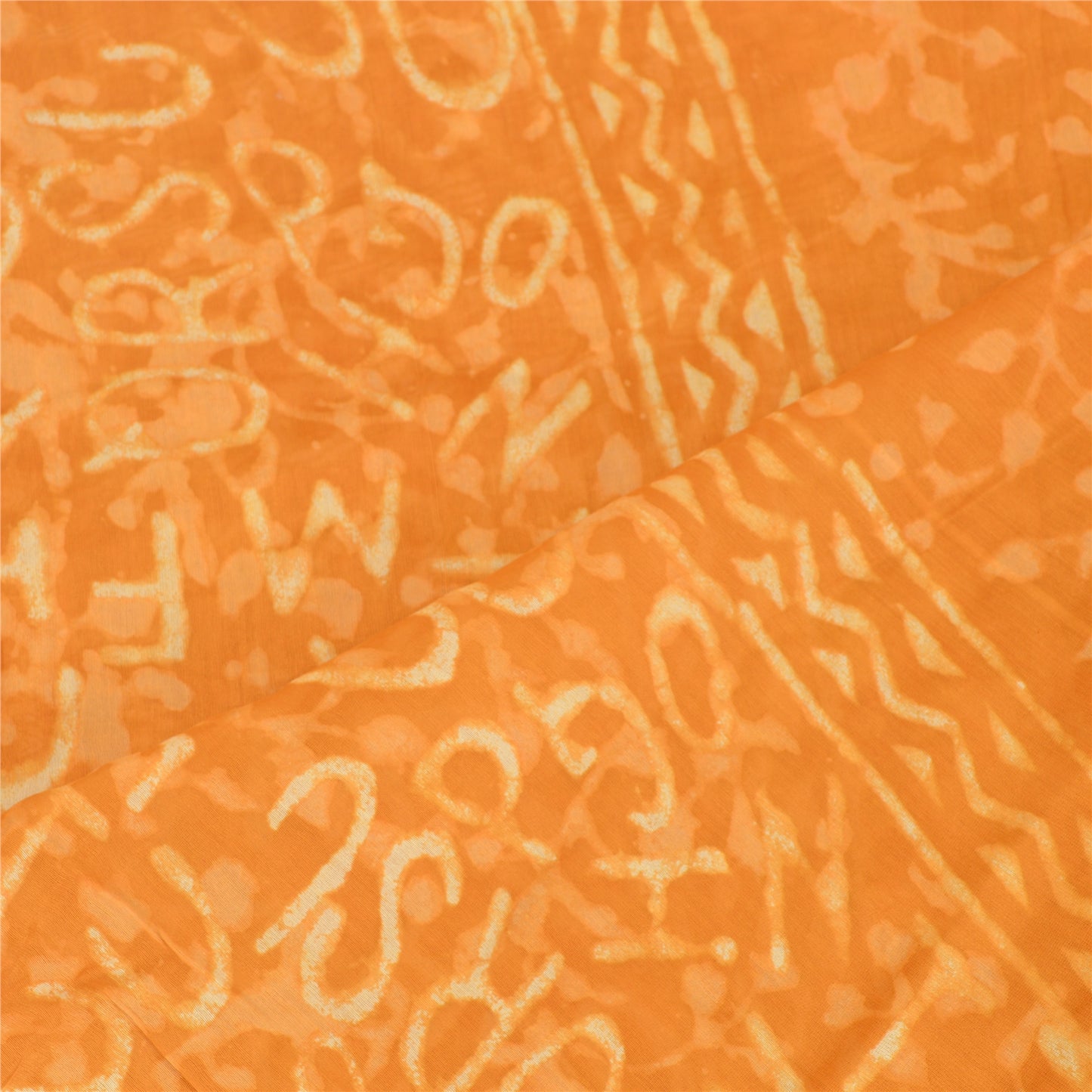 Sanskriti Vintage Dupatta Long Stole Cotton Silk Saffron Batik Work Wrap Scarves