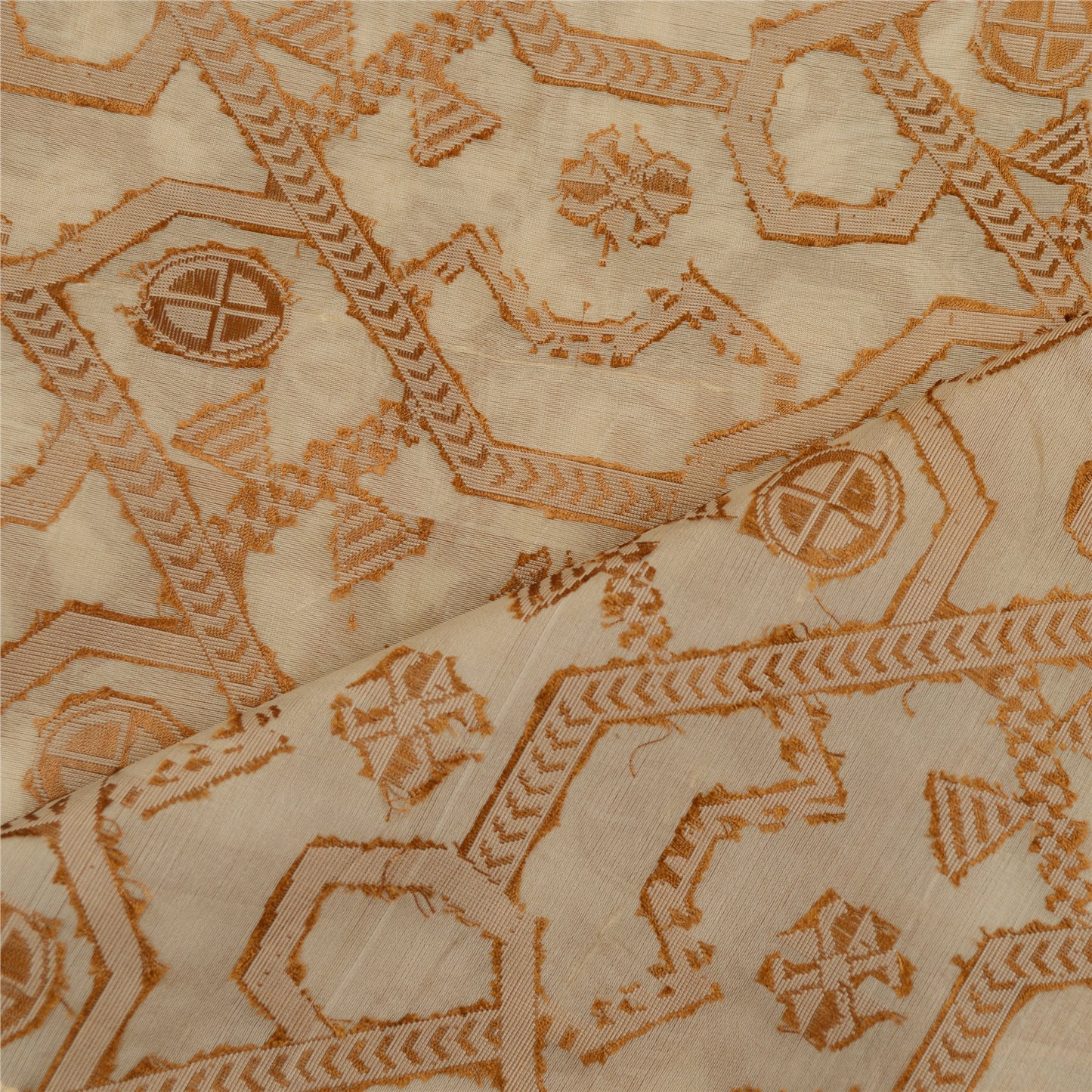 Sanskriti Vintage Dupatta Lang Stole Ren Organza Silke Brun Vævet Tørklæder