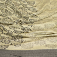 Sanskriti Vintage Dupatta Long Stole Pure Woollen Ivory Hand-Block Printed Shawl