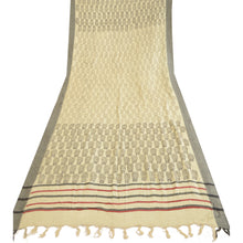 Load image into Gallery viewer, Sanskriti Vintage Dupatta Long Stole Pure Woollen Ivory Hand-Block Printed Shawl
