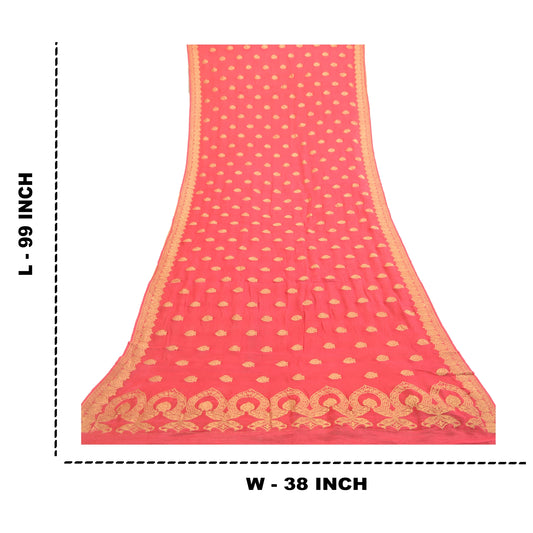 Sanskriti Vintage Dupatta Long Stole Blend Silk Pink Woven Brocade Wrap Scarves