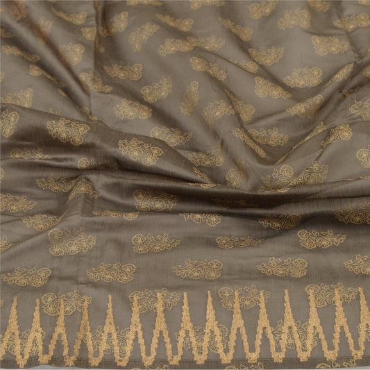 Sanskriti Vintage Grey Long Dupatta Stole Blend Cotton Hand-Painted Scarves