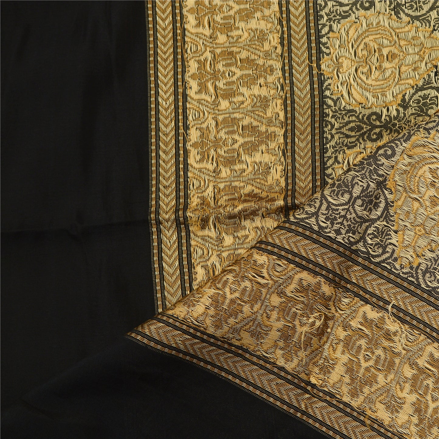 Длинный палантин из чистого шелка в стиле санскрити, серый/черный, тканый шарф Tanchoi