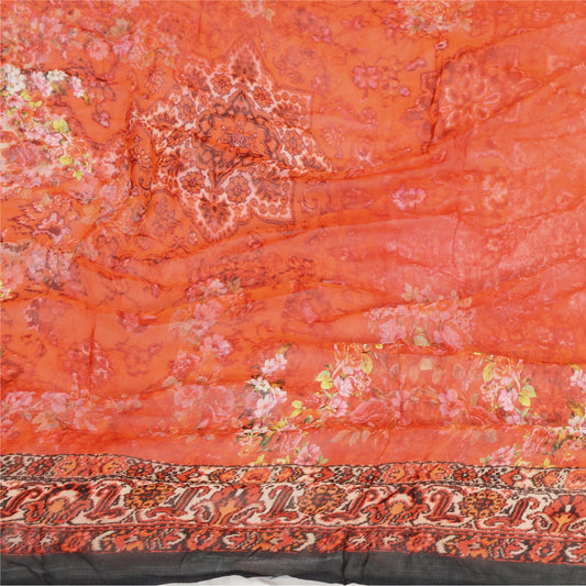 Sanskriti Vintage Red Long Dupatta Stole Blend Georgette Digital Printed Scarves