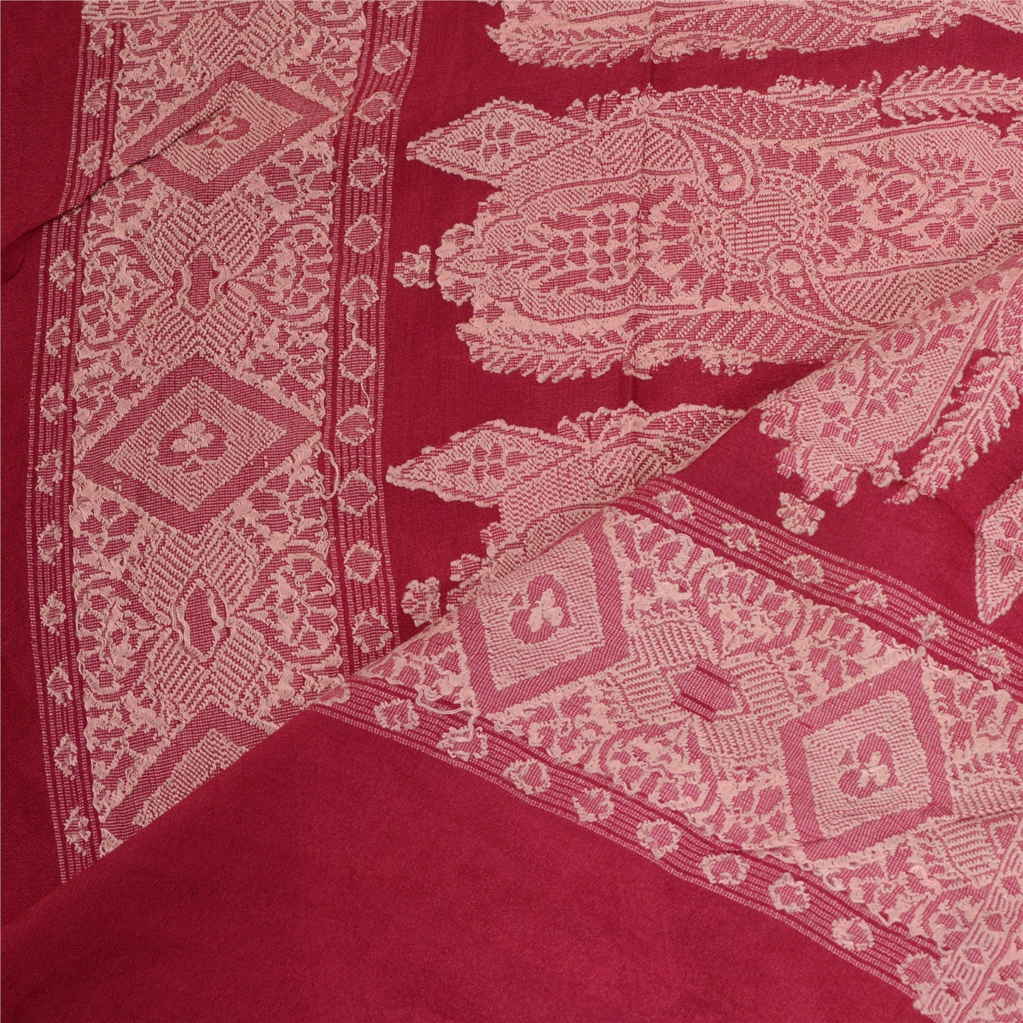 Sanskriti Vintage Mustard/Pink Pure Silk Dupatta Long Stole Woven Wrap Scarves