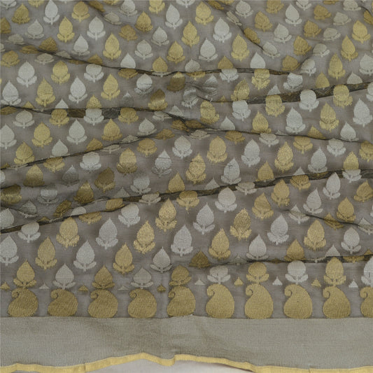 Sanskriti Vintage Black Long Dupatta Stole Net Mesh Veil Woven Wrap Scarves