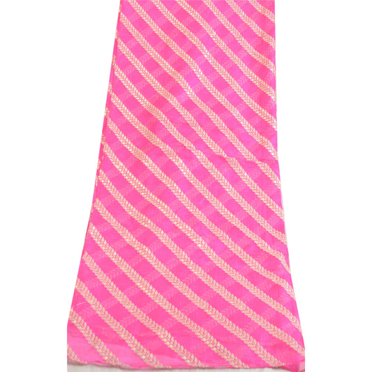 Sanskriti Vintage Dupatta Long Stole Pure Silk Hot Pink Embroidered Kota Doria