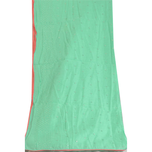 Sanskriti Vintage Long Dupatta Stole Cotton Green Embroidered Wrap Scarves