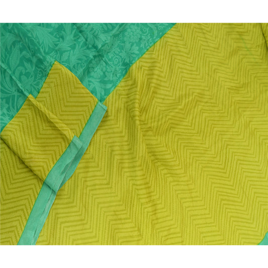 Sanskriti Vintage Long Turquoise/Green Dupatta/Stole Pure Silk Printed Soft Veil