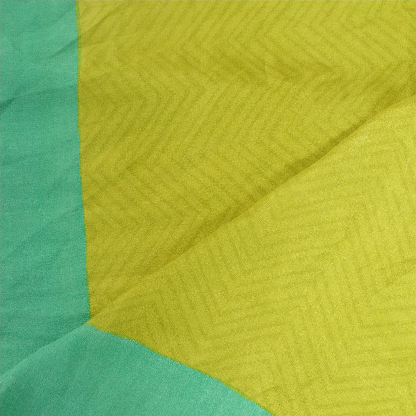 Sanskriti Vintage Long Turquoise/Green Dupatta/Stole Pure Silk Printed Soft Veil