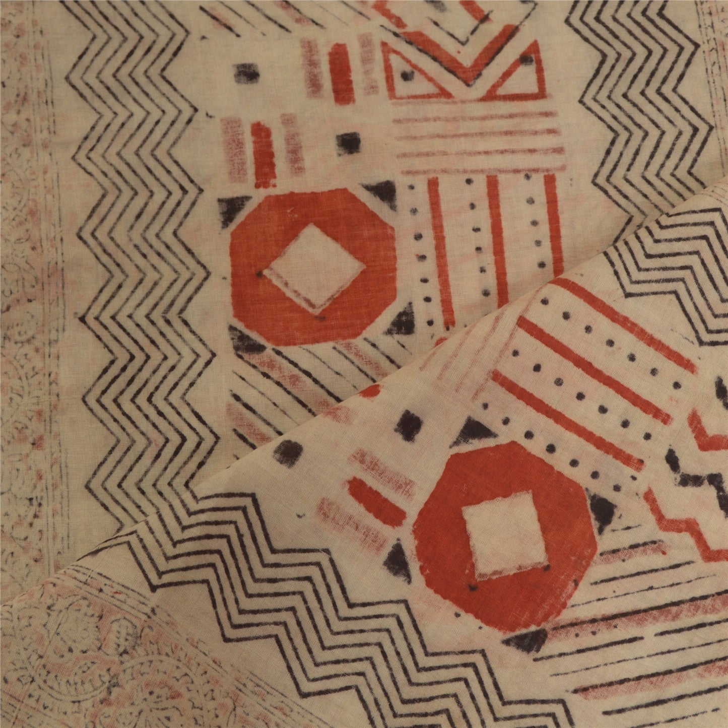 Sanskriti Vintage Long Dupatta Stole Pure Cotton Hand-Block Print Kalamkari Veil