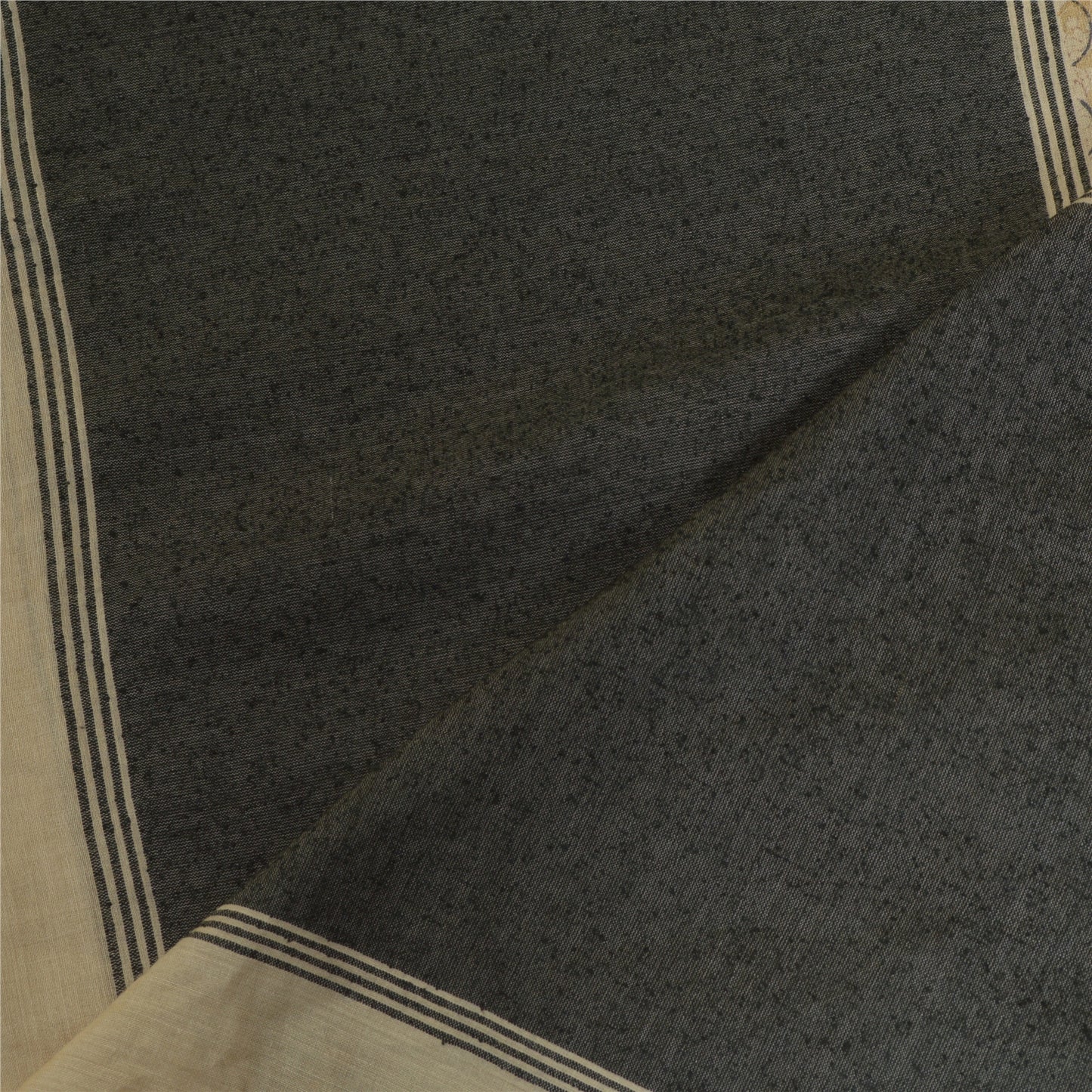 Sanskriti Vintage Long Dupatta Stole Pure Silk Brown/Black Printed Wrap Hijab