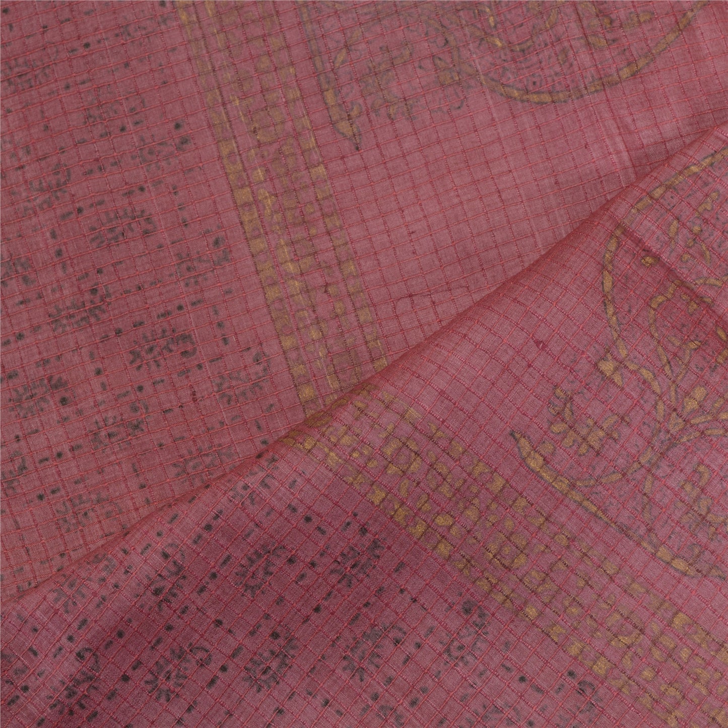 Sanskriti Vintage Long Dupatta Stole Pure Silk Pink Hand-Block Printed Scarves
