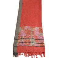 Sanskriti Vintage Long Dupatta Stole Pure Woolen Red Shawl Printed Soft Scarves