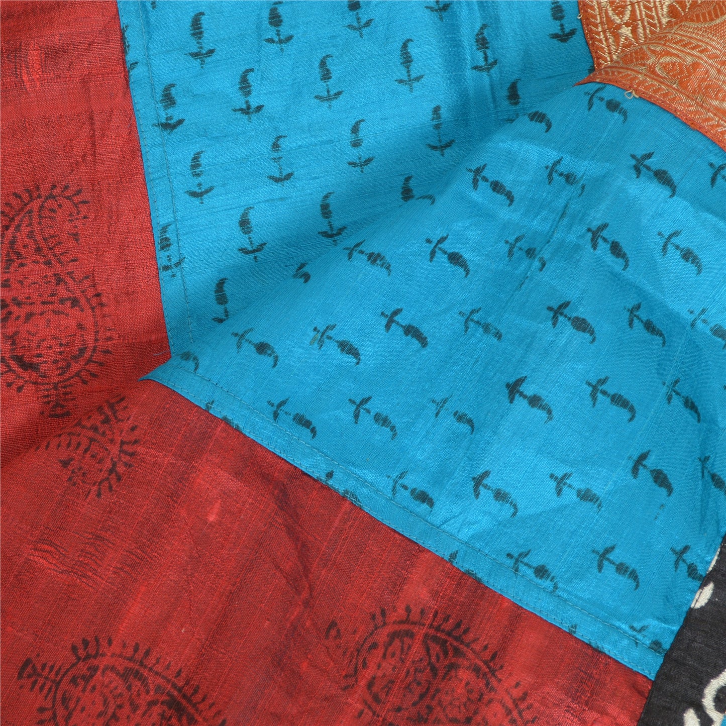 Sanskriti Vintage Long Dupatta Stole Pure Silk Hand-Block Printed Woven Scarves