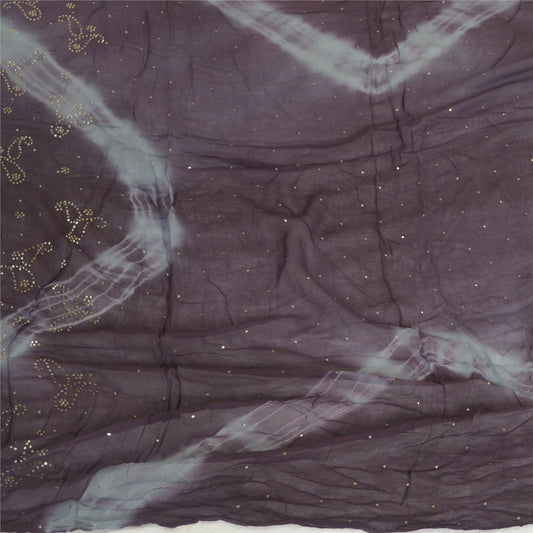 Sanskriti Vintage Dupatta Long Stole Pure Georgette Handmade Mukeish & Tie-Dye