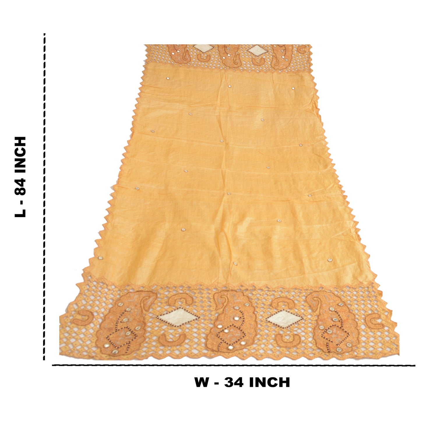 Sanskriti Vintage Dupatta Cream Long Stole 100% Pure Silk Hand Beaded Wrap Veil