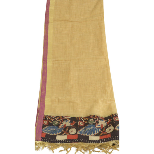 Sanskriti Vintage Dupatta Stole Pure Cotton Golden Kota Woven Kalamkari Scarves