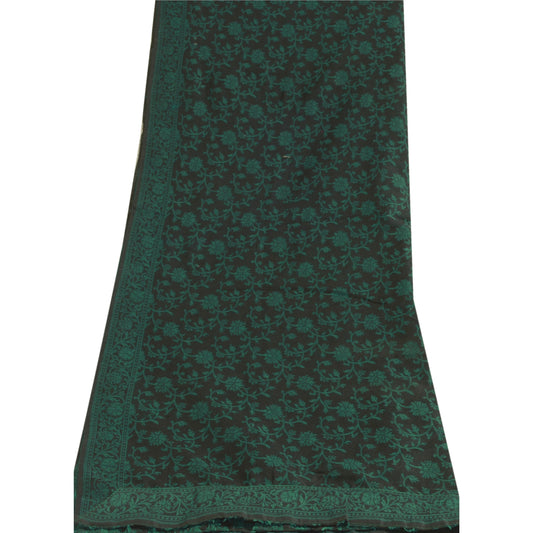 Sanskriti Vintage Long Dupatta Cotton Hijab Black Woven Wrap India Upcycled Remnant Fabric, Neck Shawl Used Head Stole