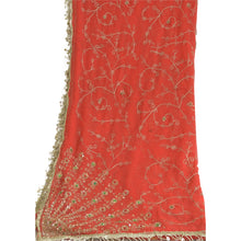 Load image into Gallery viewer, Sanskriti Vintage Long Red Dupatta/Stole Pure Chiffon Silk Hand Beaded Scarves
