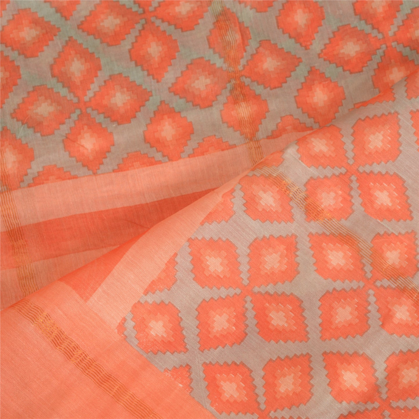 Санскрити Винтаж Длинный палантин дупатта хлопковый шелковый шарф с принтом персикового цвета