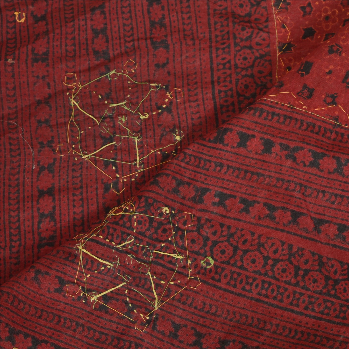 Санскритский винтажный длинный палантин дупатта из чистого хлопка темно-красной вуали Ajrakh Unquie