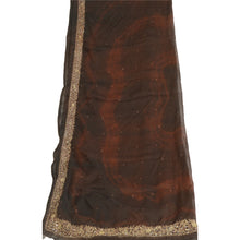 Load image into Gallery viewer, Sanskriti Vintage Dupatta Long Stole Pure Chiffon Silk Brown Hand Beaded Tie-Dye
