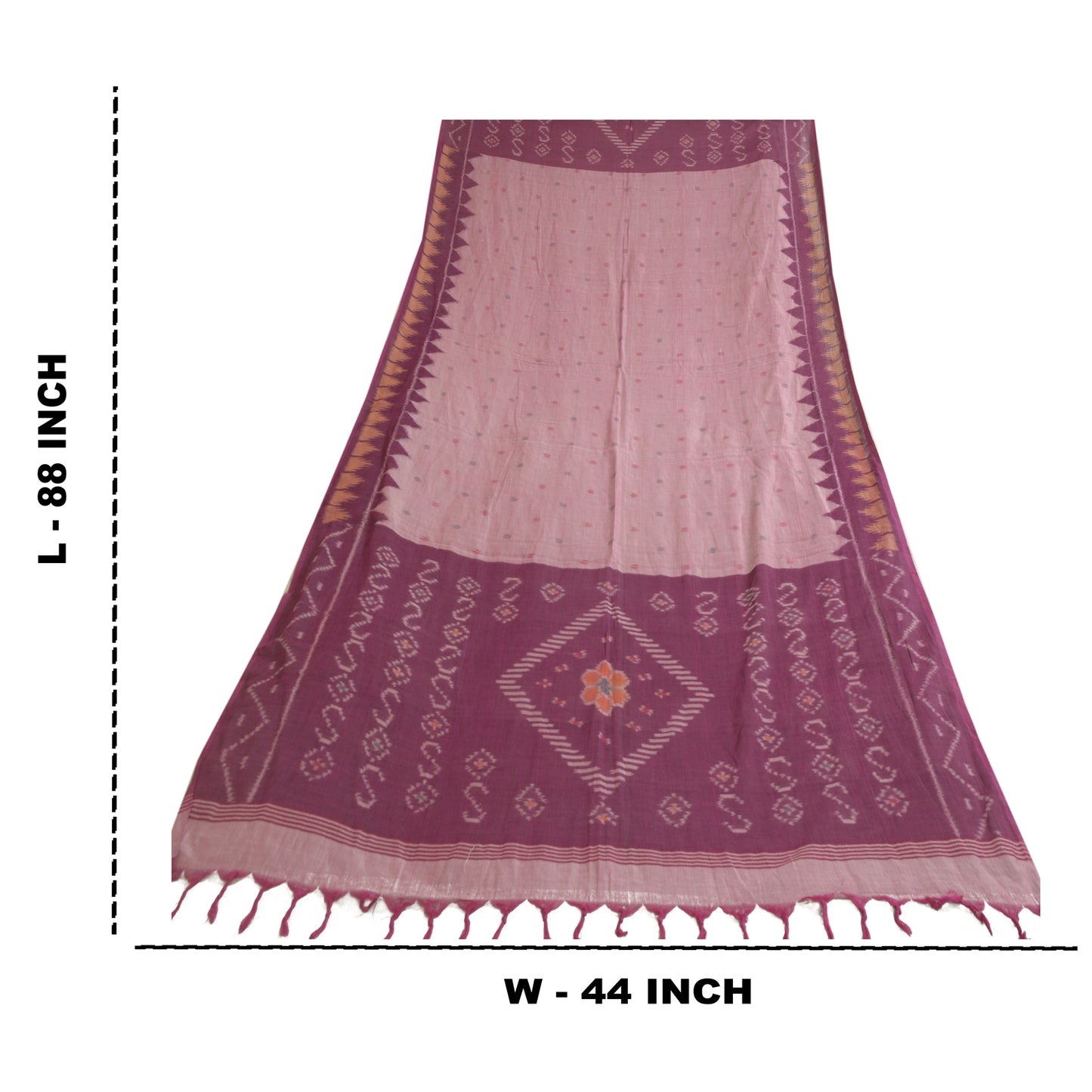 Санскритский винтажный длинный палантин фиолетовый из чистого хлопка, хиджаб, тканая вуаль самбалпури икат