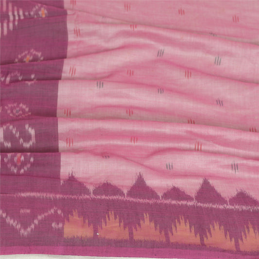Sanskriti Vintage Long Stole Purple Pure Cotton Hijab Woven Sambalpuri Ikat Veil