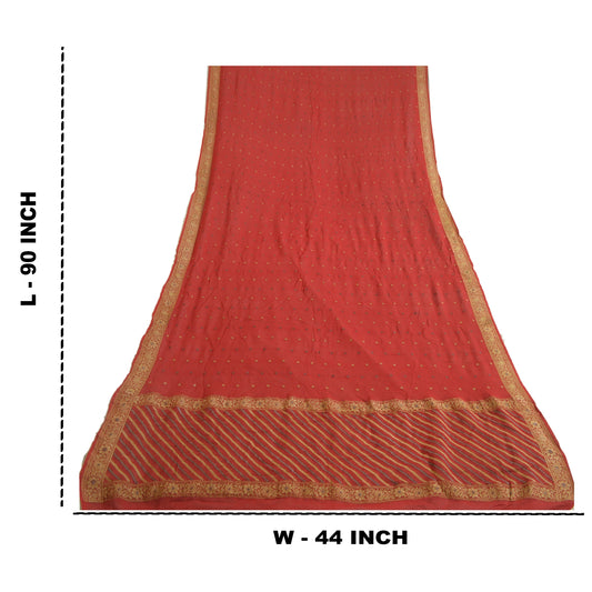 Sanskriti Vintage Long Dark Red Dupatta/Stole Pure Georgette Silk Woven Veil