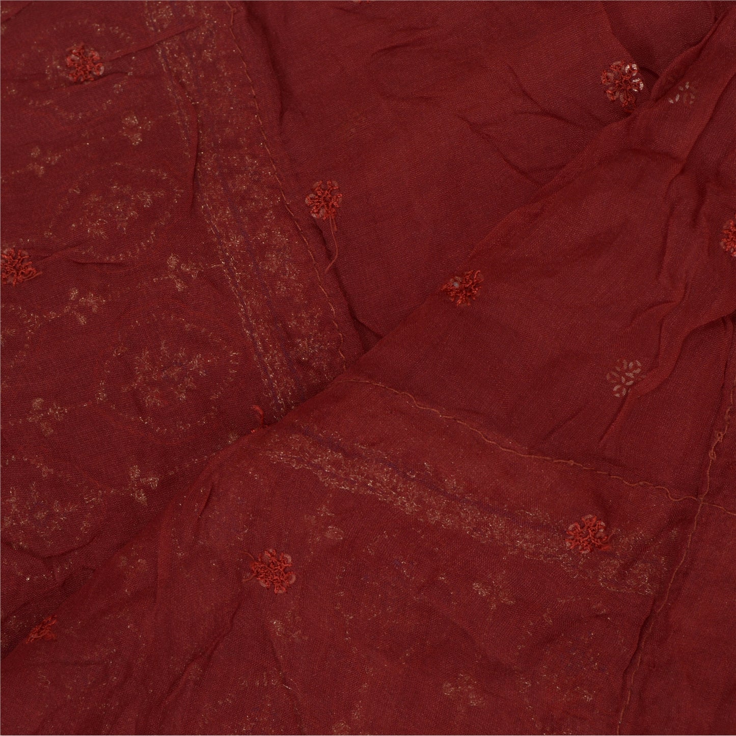 Sanskriti Vintage Dupatta Long Stole Pure Georgette Silk Green Hand Beaded Veil