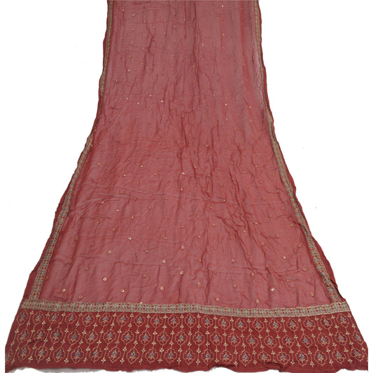 Sanskriti Vintage Dupatta Lang Stola Ren Georgette Silke Grøn Håndperlet Slør