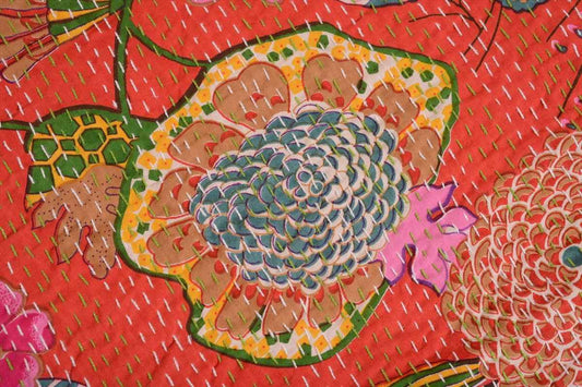 Sanskriti Vintage New Indian Gudari Kantha Cotton Full Throw Bedspread Hand Made Needle Work