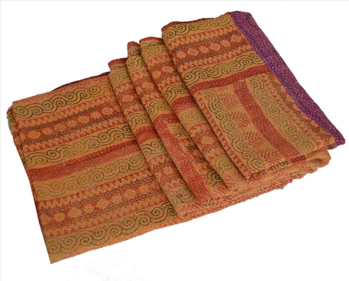 Sanskriti Vintage Indian Gudari Kantha Cotton Full Throw Bedspread Hand Made Needle Work