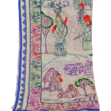 Load image into Gallery viewer, Sanskriti New White Heavy Dupatta Hand Embroidered Kantha Stole Chanderi Silk
