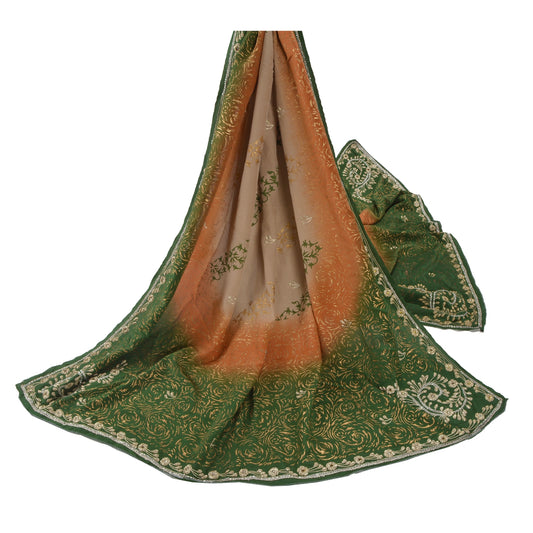 Sanskriti Vintage Heavy Dupatta 100% Pure Silk Hand Embroidered Painted Stole